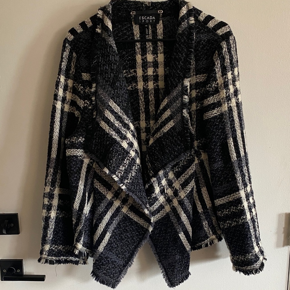 Escada Black and Cream Plaid Women's Blazer